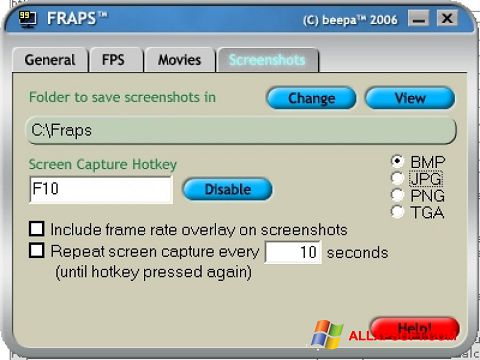 Screenshot Fraps for Windows XP