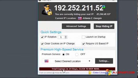  Skjermbilde Hide My IP For Windows XP