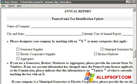 Screenshot DocX Viewer para Windows XP