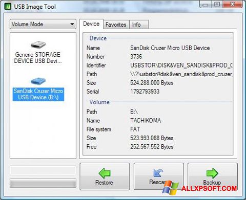 Screenshot USB Image Tool for Windows XP