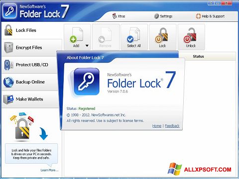Screenshot Folder Lock for Windows XP