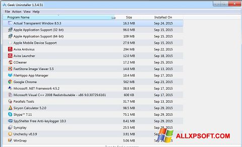 Screenshot Geek Uninstaller for Windows XP