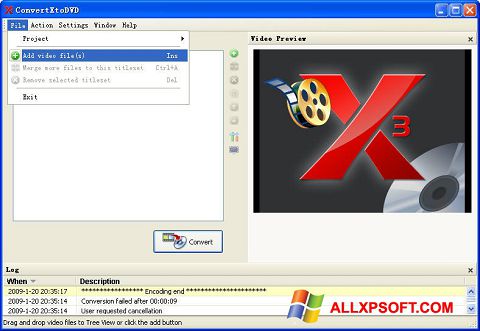 Screenshot ConvertXToDVD for Windows XP