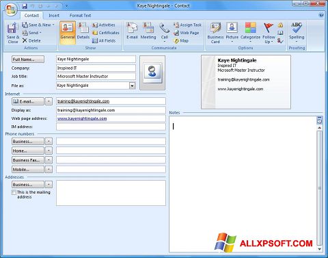 Screenshot Microsoft Outlook for Windows XP
