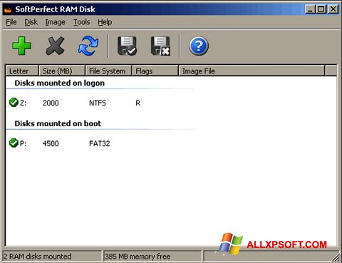 Screenshot SoftPerfect RAM Disk for Windows XP
