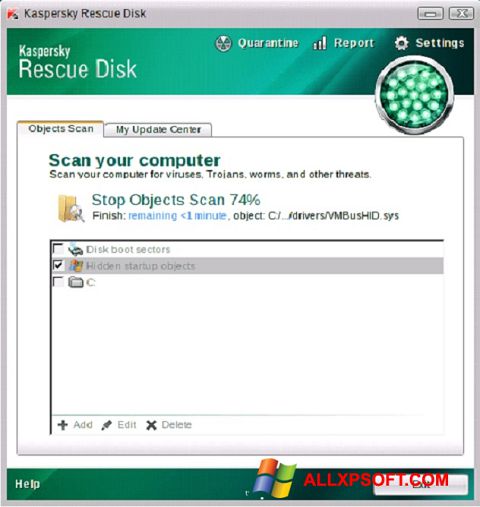 Screenshot Kaspersky Rescue Disk for Windows XP