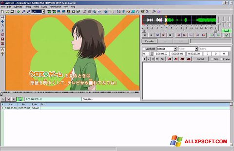 Screenshot Aegisub for Windows XP