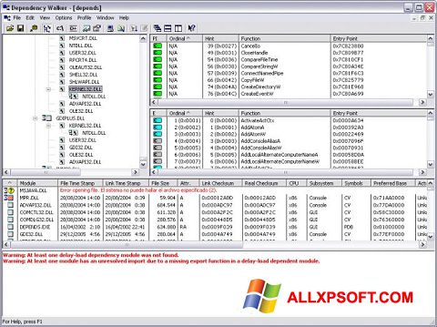 Screenshot Dependency Walker for Windows XP