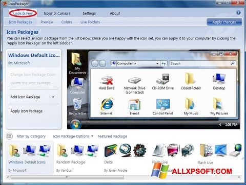 Screenshot IconPackager for Windows XP