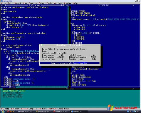 Screenshot Free Pascal for Windows XP
