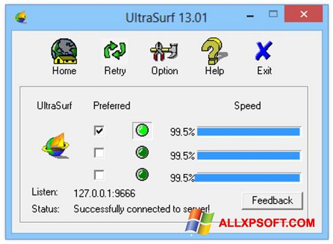 Screenshot UltraSurf for Windows XP