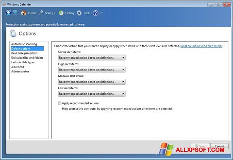 Screenshot Windows Defender for Windows XP