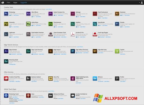 Screenshot Adobe Creative Cloud for Windows XP