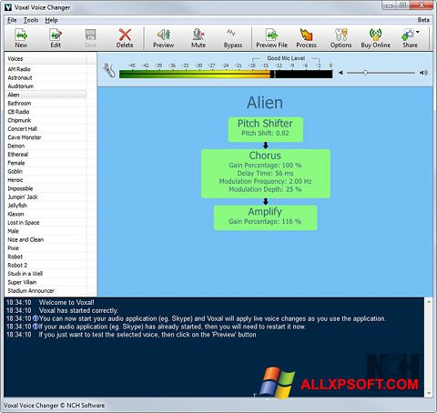 Screenshot Voxal Voice Changer for Windows XP