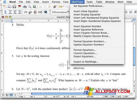 Screenshot MathType for Windows XP