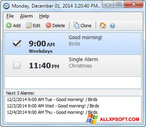 Screenshot Free Alarm Clock for Windows XP