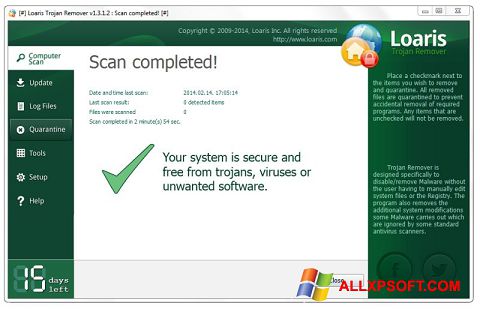 Screenshot Loaris Trojan Remover for Windows XP