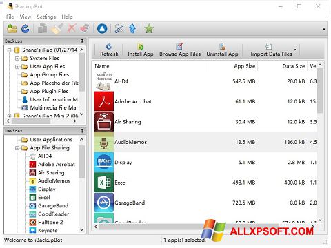 Screenshot iBackupBot for Windows XP