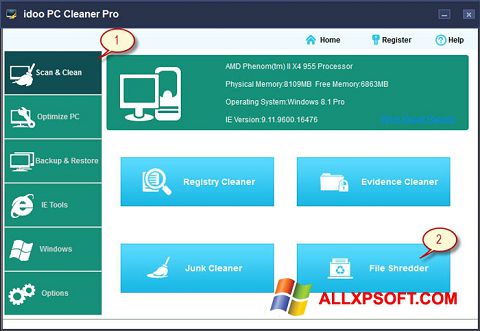 Screenshot PC Cleaner for Windows XP