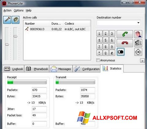 Screenshot PhonerLite for Windows XP