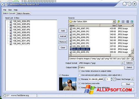 Screenshot FastStone Photo Resizer for Windows XP