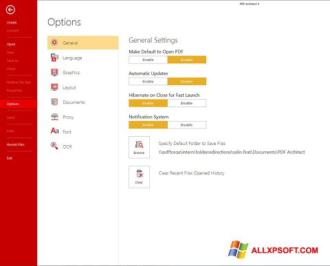 Screenshot PDF Architect for Windows XP
