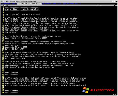 Screenshot Vim for Windows XP