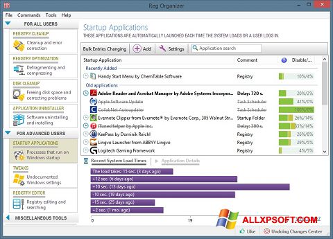 Screenshot Reg Organizer for Windows XP