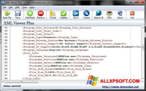 Screenshot XML Viewer for Windows XP