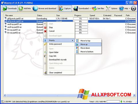 Screenshot Mipony for Windows XP
