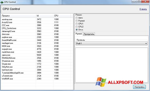 Screenshot CPU-Control for Windows XP