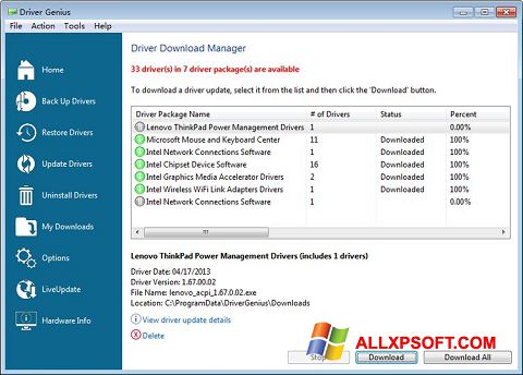 Screenshot Driver Genius Professional for Windows XP