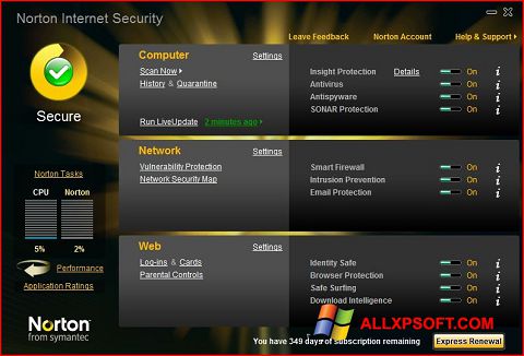 Screenshot Norton Internet Security for Windows XP