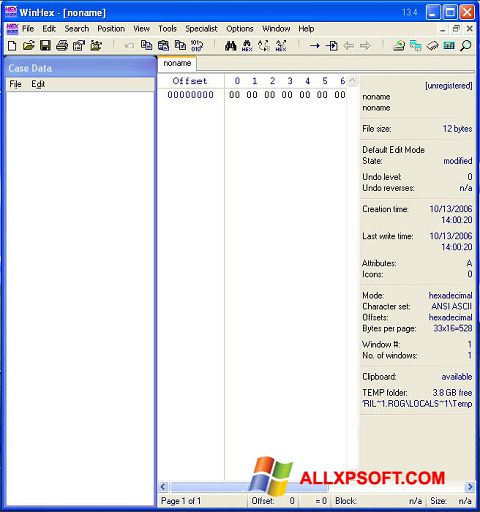Screenshot WinHex for Windows XP