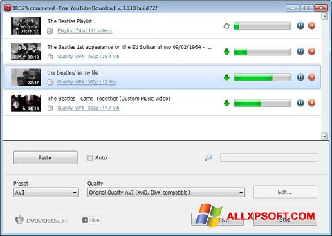 Screenshot Free YouTube Download for Windows XP