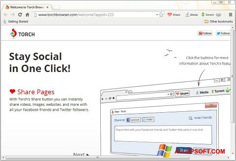 Screenshot Torch Browser for Windows XP