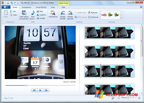 Screenshot Windows Live Movie Maker for Windows XP