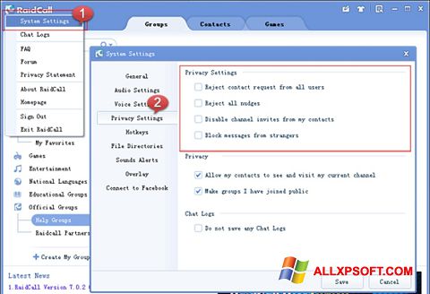 Screenshot RaidCall for Windows XP