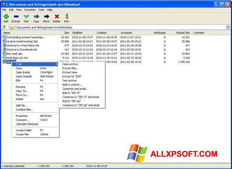 Screenshot 7-Zip for Windows XP