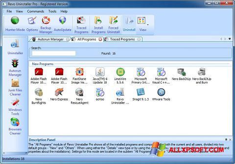 Screenshot Revo Uninstaller Pro for Windows XP